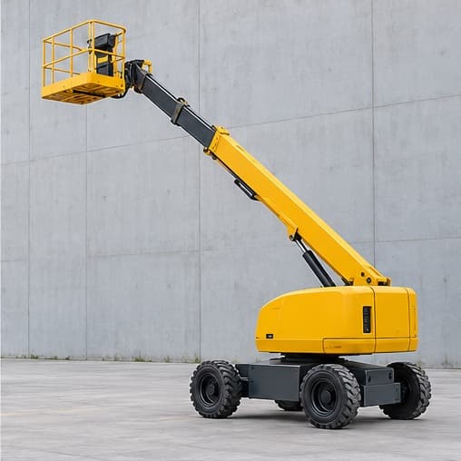 Illustration d’une nacelle télescopique jaune à bras droit